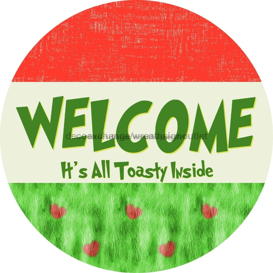 Wreath Sign Christmas Wreath Sign Welcome Red Heart Toasty Inside Decoe-2367 For Round 10 Wood