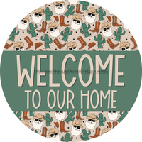 Thumbnail for Christmas Welcome Western 10" Wood Wreath Sign - DECOE-2370-D