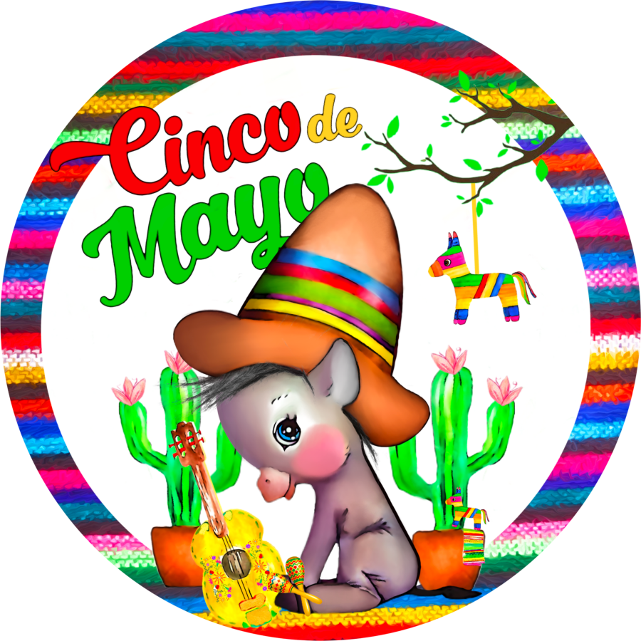 Cinco De Mayo Donkey 18" Wood Door Hanger - DECOE-294-DH