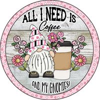 Thumbnail for Coffee Gnome Gnomies 12" Metal Wreath Sign - DECOE-249A
