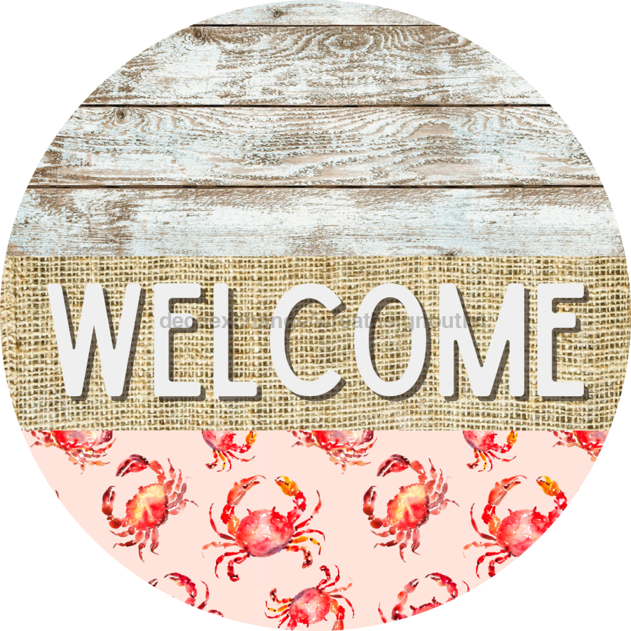 Wreath Sign, Crab Sign, Crustaceancore Sign, DECOE-2084, Sign For Wreath, Round Sign, DecoExchange - DecoExchange¬Æ