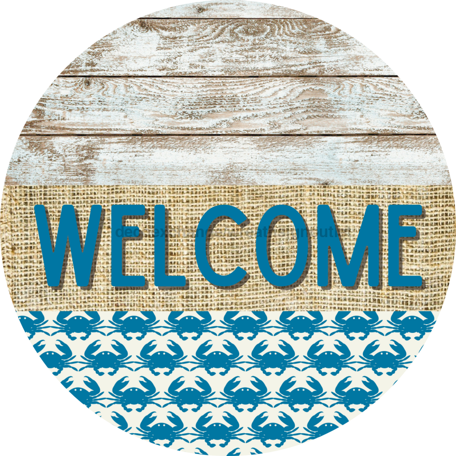 Wreath Sign, Crab Sign, Crustaceancore Sign, DECOE-2086, Sign For Wreath, Round Sign, DecoExchange - DecoExchange¬Æ