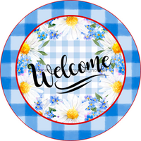 Thumbnail for Wreath Sign, Daisy Sign, Blue Welcome Sign, 10