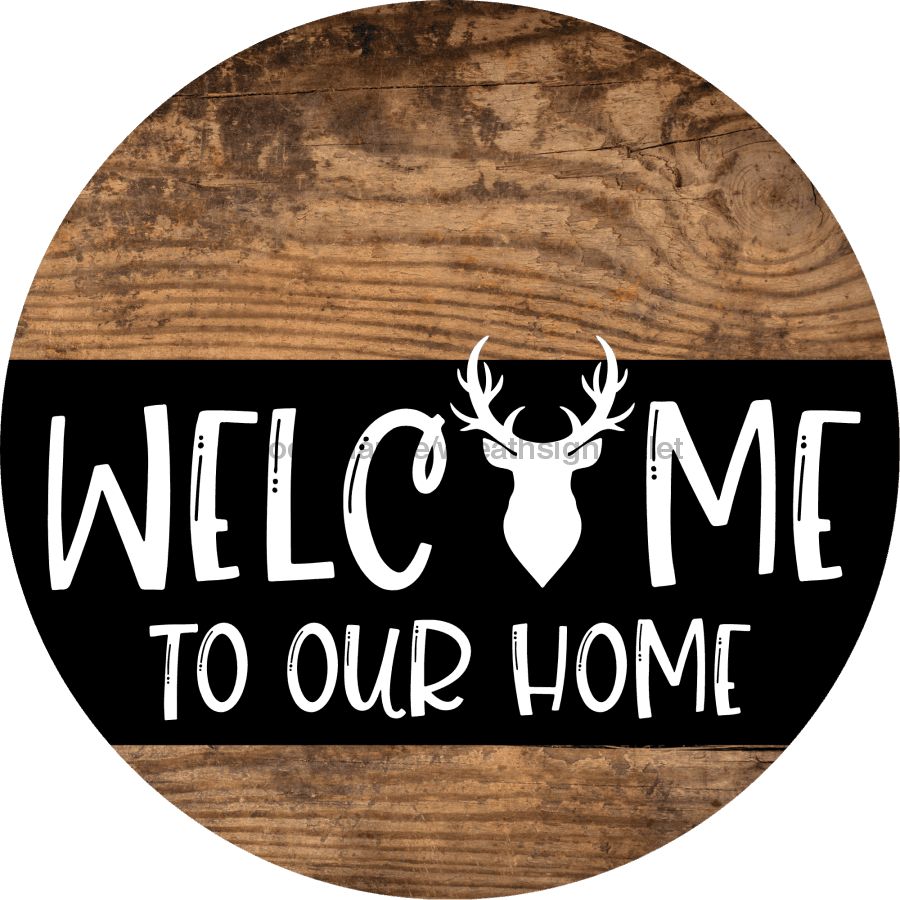 Wreath Sign Deer Welcome To Our Home Decoe-2327 For Round 10 Metal
