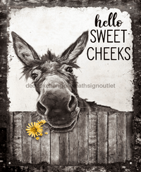 Thumbnail for Wreath Sign, Donkey - Hello Sweet Cheeks 8x10