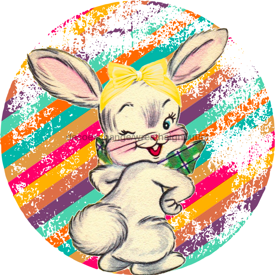 Wreath Sign, Easter Sign, Grunge Sign, 12" Round Metal Sign DECOE-405, Sign For Wreath, DecoExchange - DecoExchange