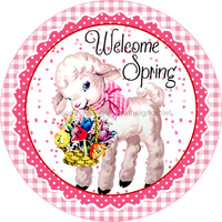 Thumbnail for Wreath Sign, Easter Lamb, Round Easter Sign, Spring Sign, DECOE-511, Sign For Wreath, DecoExchange - DecoExchange