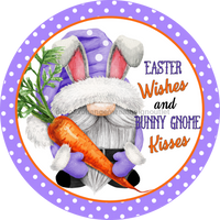 Thumbnail for Wreath Sign, Easter Wishes Sign, Round Easter Sign, Gnome Easter, DECOE-535, Sign For Wreath, DecoExchange - DecoExchange