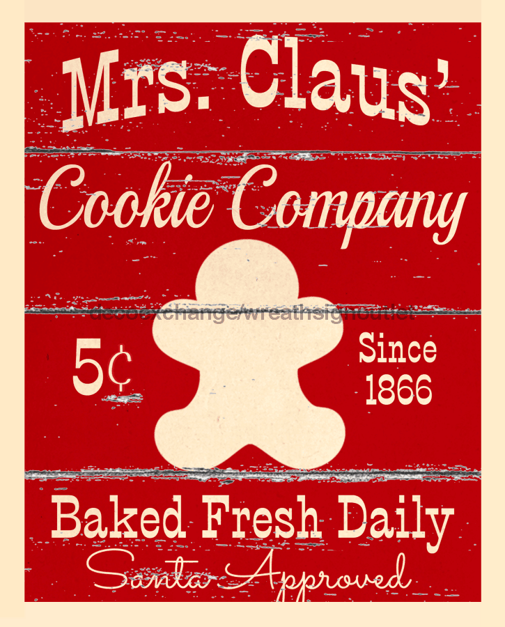 Wreath Sign, Edged Christmas Sign, Cookie Sign, 8x10" Metal Sign DECOE-773, Sign For Wreath, DecoExchange - DecoExchange