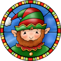 Thumbnail for Wreath Sign, Elf Sign, Christmas Sign, Stained Glass, DECOE-1108, Sign For Wreath, DecoExchange - DecoExchange¬Æ