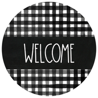 Thumbnail for Everyday Black Check Welcome 10" Metal Wreath Sign - DECOE-183