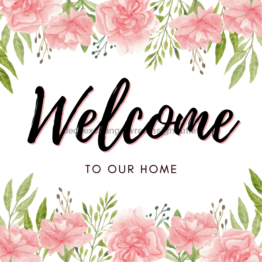 Wreath Sign, Everyday Floral Welcome, 10"x10" Metal Sign DECOE-607, Sign For Wreath, DecoExchange - DecoExchange