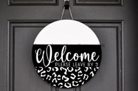 Thumbnail for Wreath Sign, Everyday Sign, Funny Welcome, Leopard Print sign, DECOE-1131, Sign For Wreath, Door Hanger wood wreath sign, 18 round, pet, every day, funny