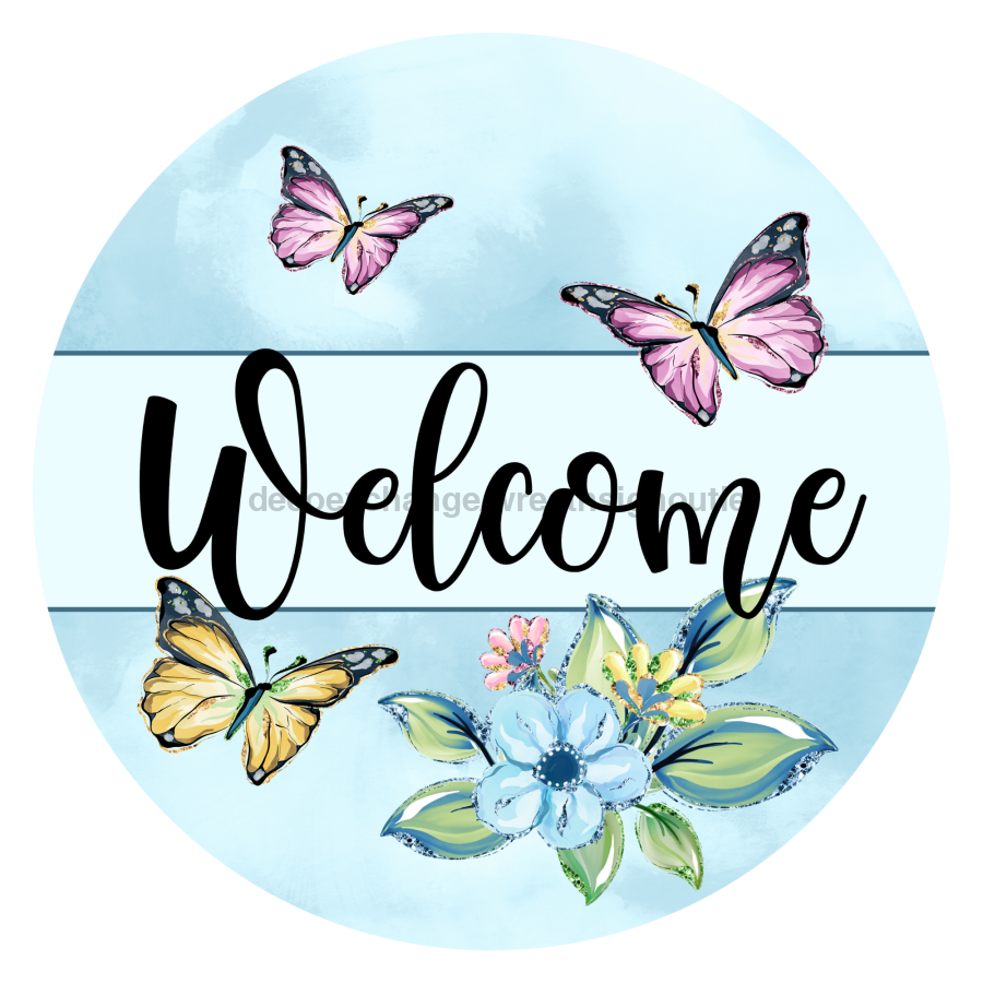 Wreath Sign, Everyday Welcome, Butterfly Sign, DECOE-1073, Sign For Wreath, DecoExchange - DecoExchange¬Æ