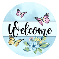 Thumbnail for Wreath Sign, Everyday Welcome, Butterfly Sign, DECOE-1073, Sign For Wreath,  wood wreath sign, 10 round, fall