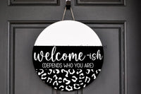 Thumbnail for Wreath Sign, Everyday Sign, Welcome-ish, Leopard Print sign, DECOE-1127, Sign For Wreath 10 round, metal sign, Funny