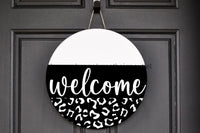 Thumbnail for Wreath Sign, Everyday Sign, Welcome, Leopard Print sign, DECOE-1126, Sign For Wreath, Door Hanger metal sign, 12 round, every day