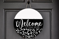 Thumbnail for Wreath Sign, Everyday Sign, Welcome, Leopard Print sign, DECOE-1129, Sign For Wreath, Door Hanger wood wreath sign, 18 round, pet, every day, funny