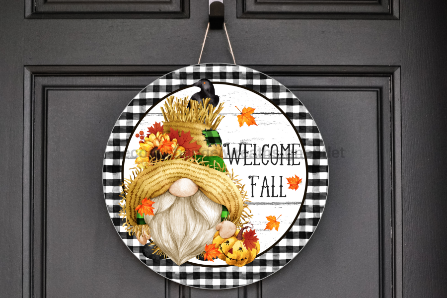 Wreath Sign, Fall Sign, Gnome Sign, DECOE-2030, Sign For Wreath, DecoExchange - DecoExchange¬Æ