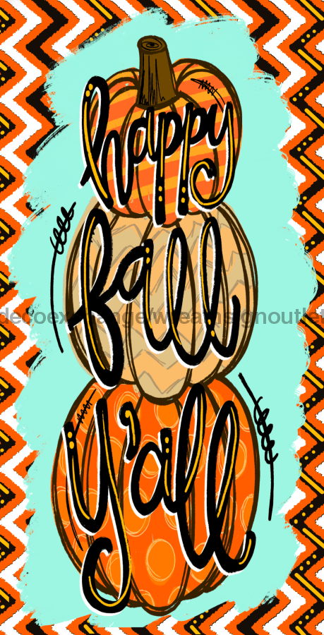 Wreath Sign, Fall Sign, Happy Fall Yall Sign, 6"x12", Metal Sign, DECOE-931, DecoExchange, Sign For Wreaths - DecoExchange