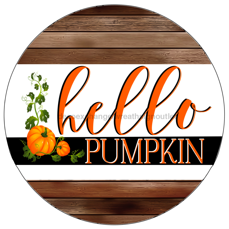 Fall Hello Pumpkin 18" Wood Door Hanger - DECOE-209-DH