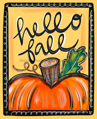 Thumbnail for Fall Hello Pumpkin 8x10" Metal Wreath Sign - DECOE-207