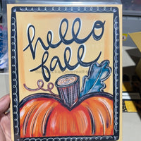 Thumbnail for Fall Hello Pumpkin Blue 8x10" Metal Wreath Sign - DECOE-207D