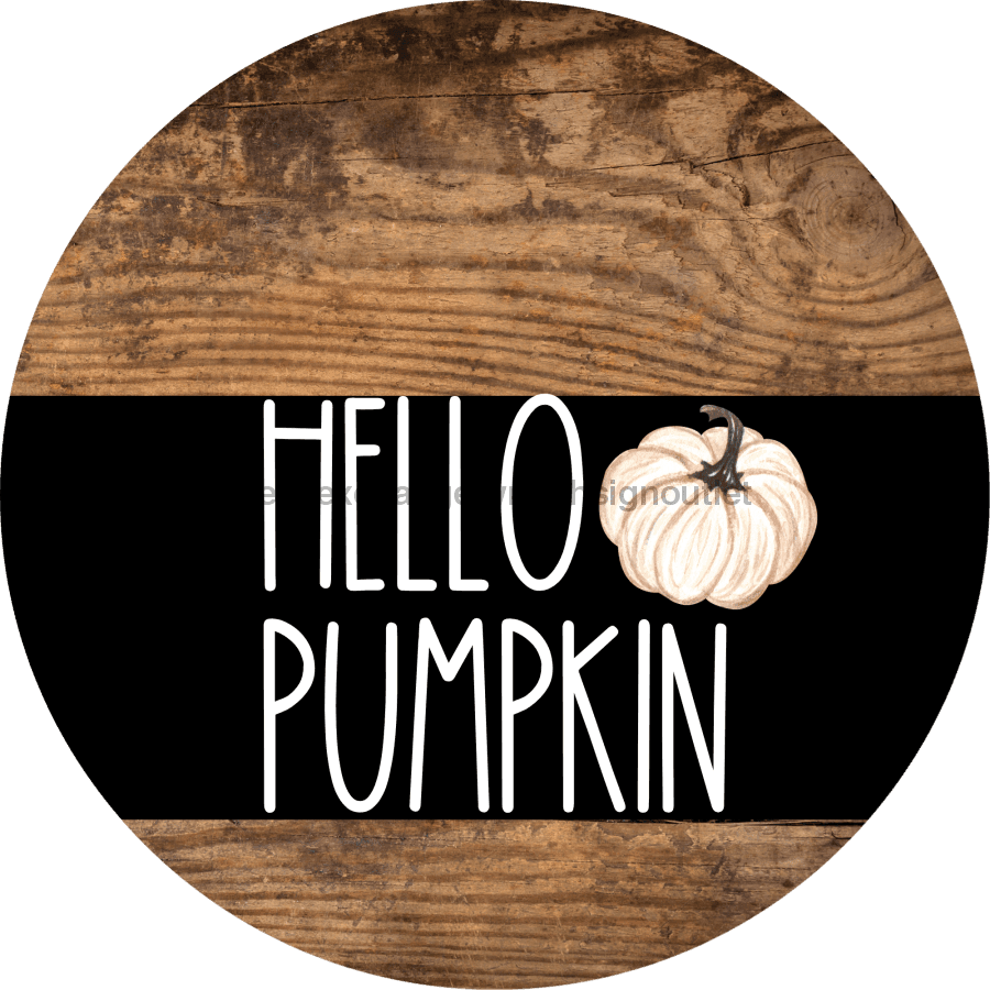 Wreath Sign Fall Hello Pumpkin Decoe-2344 For Round 12 metal