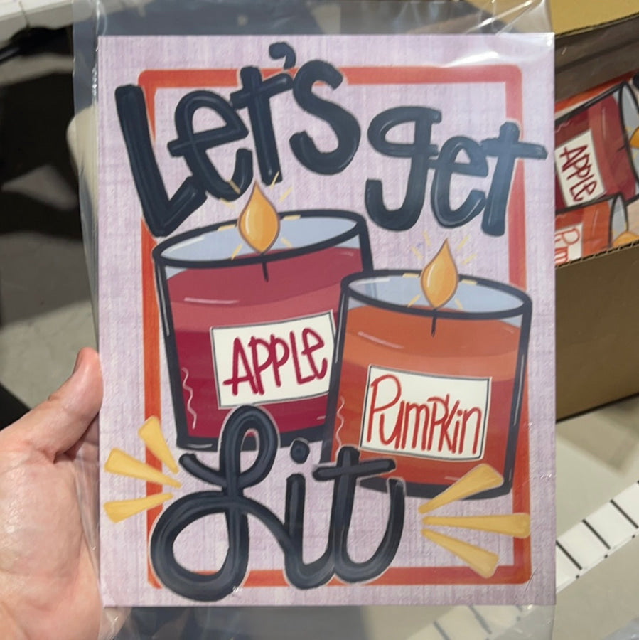 Fall Lets Get Lit 8x10" Metal Wreath Sign - DECOE-170D