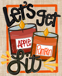 Thumbnail for Fall Lets Get Lit Burlap 8x10" Metal Wreath Sign - DECOE-170
