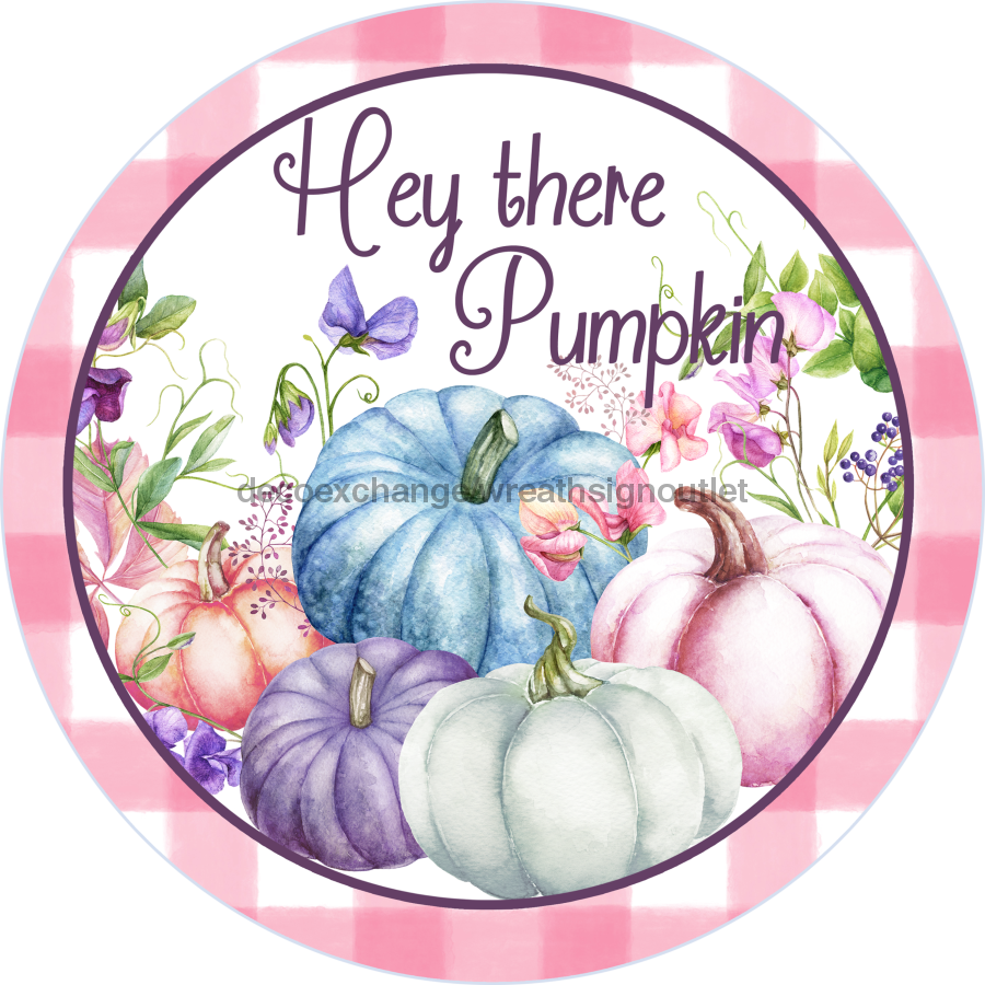 Wreath Sign, Fall Sign, Pink Pumpkin Sign, DECOE-2111, Sign For Wreath, Round Sign, DecoExchange - DecoExchange