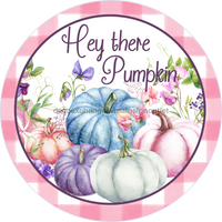 Thumbnail for Wreath Sign, Fall Sign, Pink Pumpkin Sign, DECOE-2111, Sign For Wreath, Round Sign, DecoExchange - DecoExchange