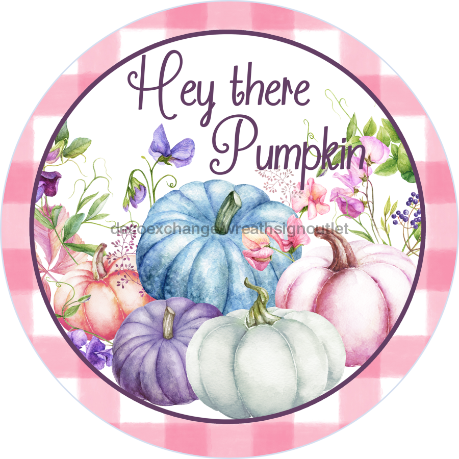 Wreath Sign, Fall Sign, Pink Pumpkin Sign, DECOE-2111, Sign For Wreath, Round Sign,  wood wreath sign, 10 round, fall