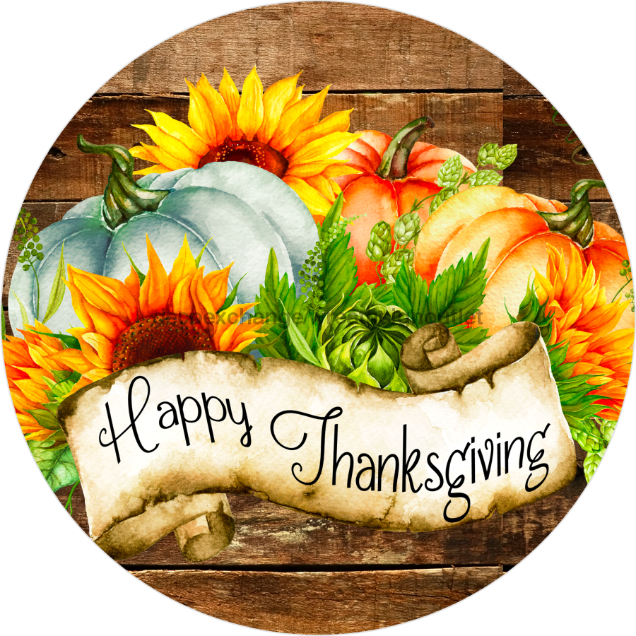 Wreath Sign, Fall Sign, Pumpkin Sign, 10" Round Metal Sign DECOE-881, DecoExchange, Sign For Wreath - DecoExchange