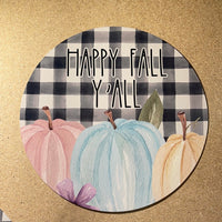 Thumbnail for Fall Pumpkins Buffalo Check 10" Metal Wreath Sign - DECOE-204