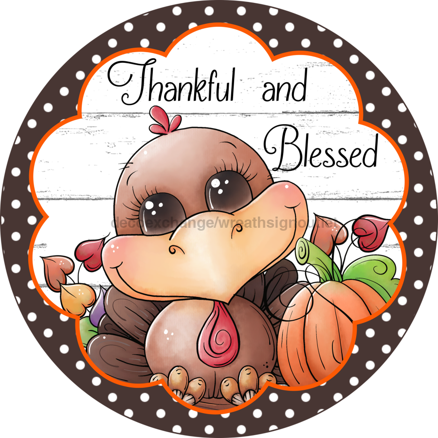 Fall Turkey 12" Metal Wreath Sign - DECOE-107A