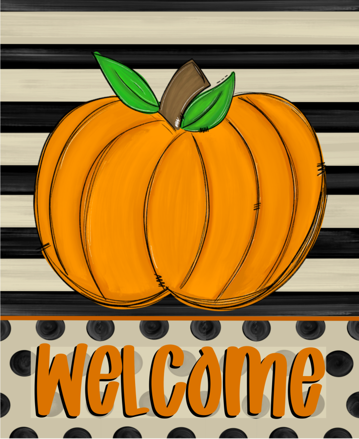 Fall Welcome Pumpkin 8x10" Metal Wreath Sign - DECOE-169