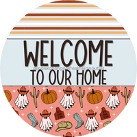 Thumbnail for Wreath Sign Fall Wreath Sign Western Welcome Decoe-2373 For Round 10 Metal