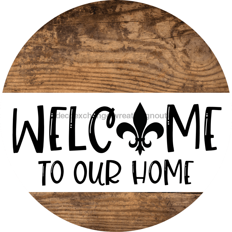 Wreath Sign Fleur De Lis Welcome Louisiana Decoe-2352 For Round 10 Metal