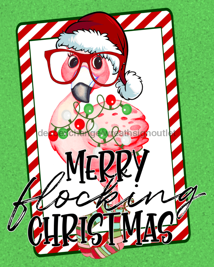Wreath Sign, Flocking Christmas, Flamingo Christmas Sign, 8