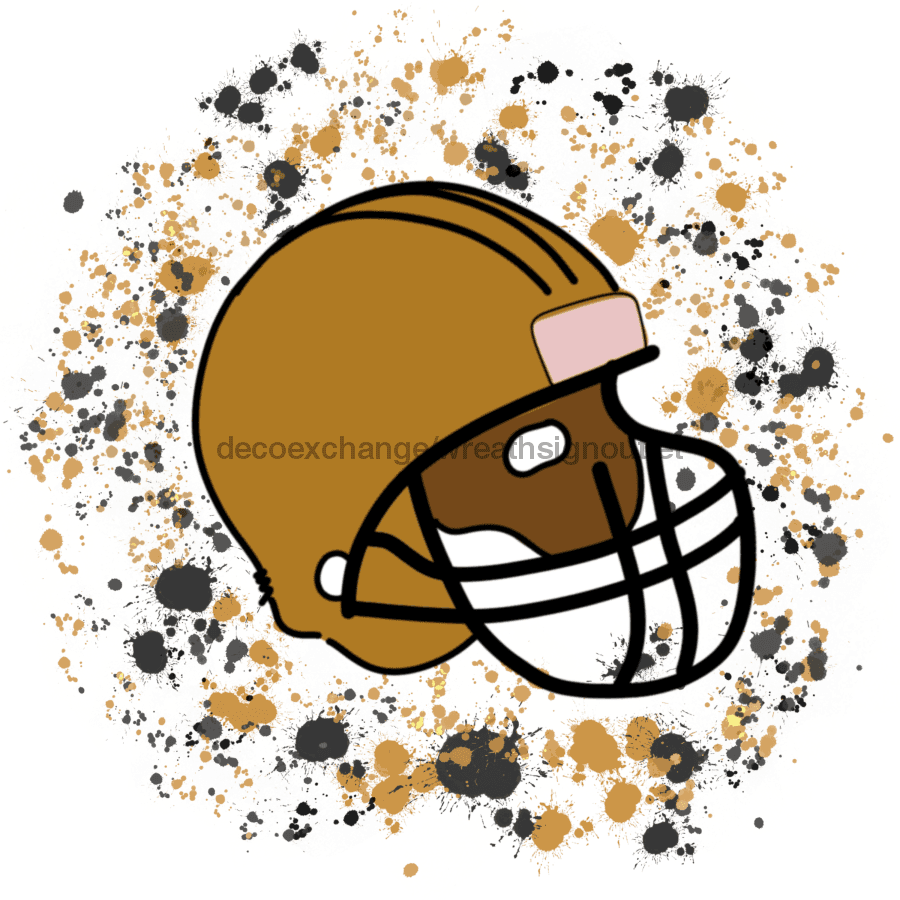 Wreath Sign, Football Sign, Black and Gold Football, Sports Sign, 10" Round Metal Sign DECOE-731, Sign For Wreath, DecoExchange - DecoExchange