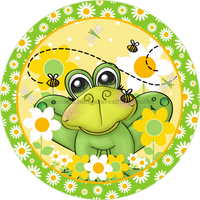 Thumbnail for Wreath Sign, Frog Sign, Summer Sign, DECOE-537, Sign For Wreath, DecoExchange - DecoExchange