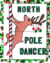 Thumbnail for Wreath Sign, Funny Reindeer Sign, Dancing Deer Christmas Sign, 8x10