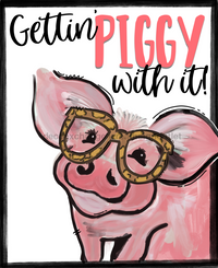 Thumbnail for Gettin Piggy With it 8x10" Metal Wreath Sign - DECOE-167