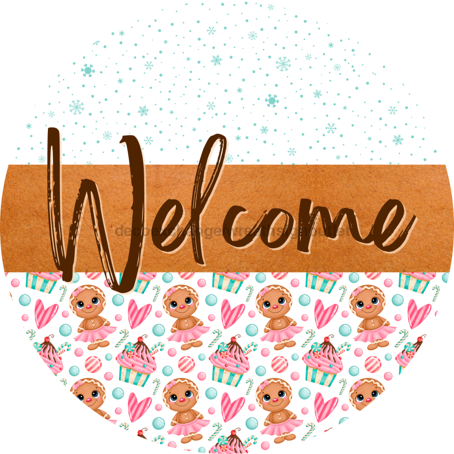 Wreath Sign, Gingerbread Sign, Christmas Sign, DECOE-2095, Sign For Wreath, Round Sign, DecoExchange - DecoExchange¬Æ