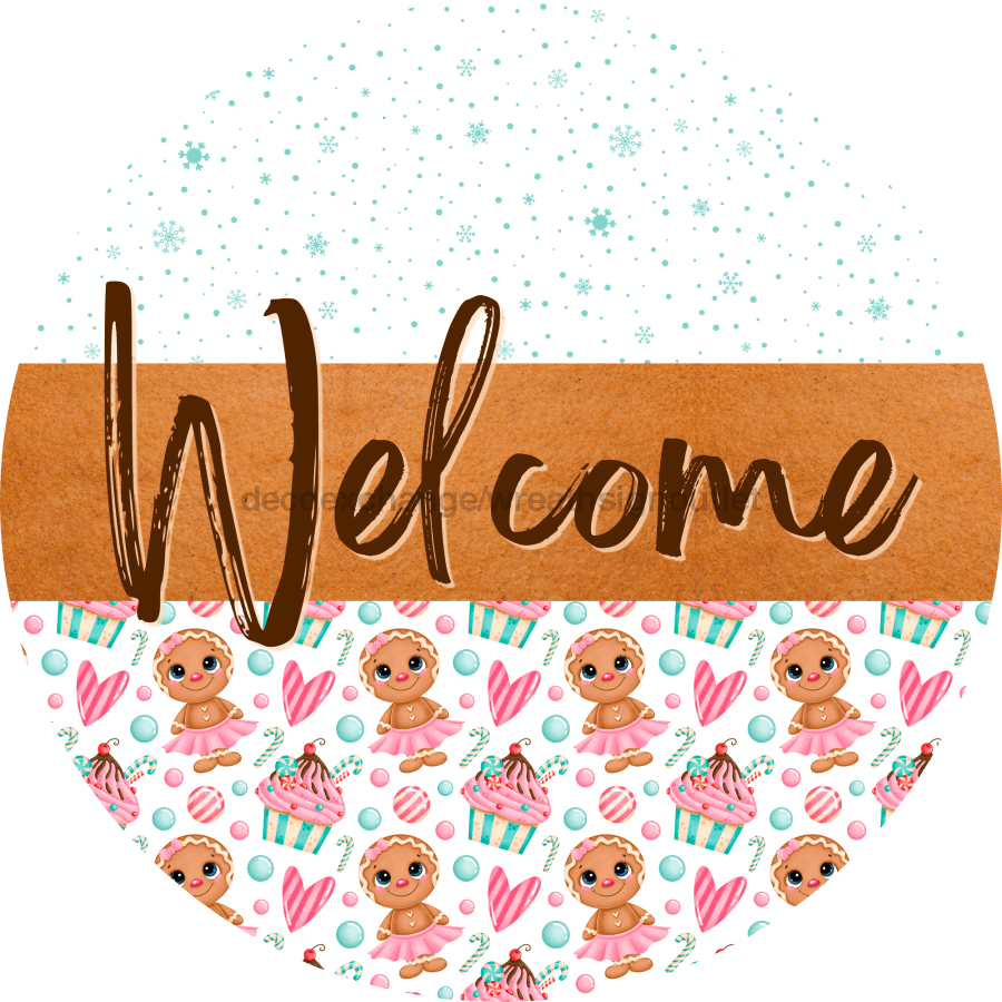 Wreath Sign, Gingerbread Sign, Christmas Sign, DECOE-2095, Sign For Wreath, Round Sign, DecoExchange - DecoExchange¬Æ