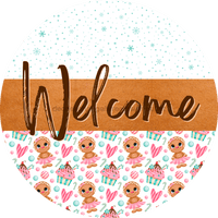 Thumbnail for Wreath Sign, Gingerbread Sign, Christmas Sign, DECOE-2095, Sign For Wreath, Round Sign, DecoExchange - DecoExchange¬Æ