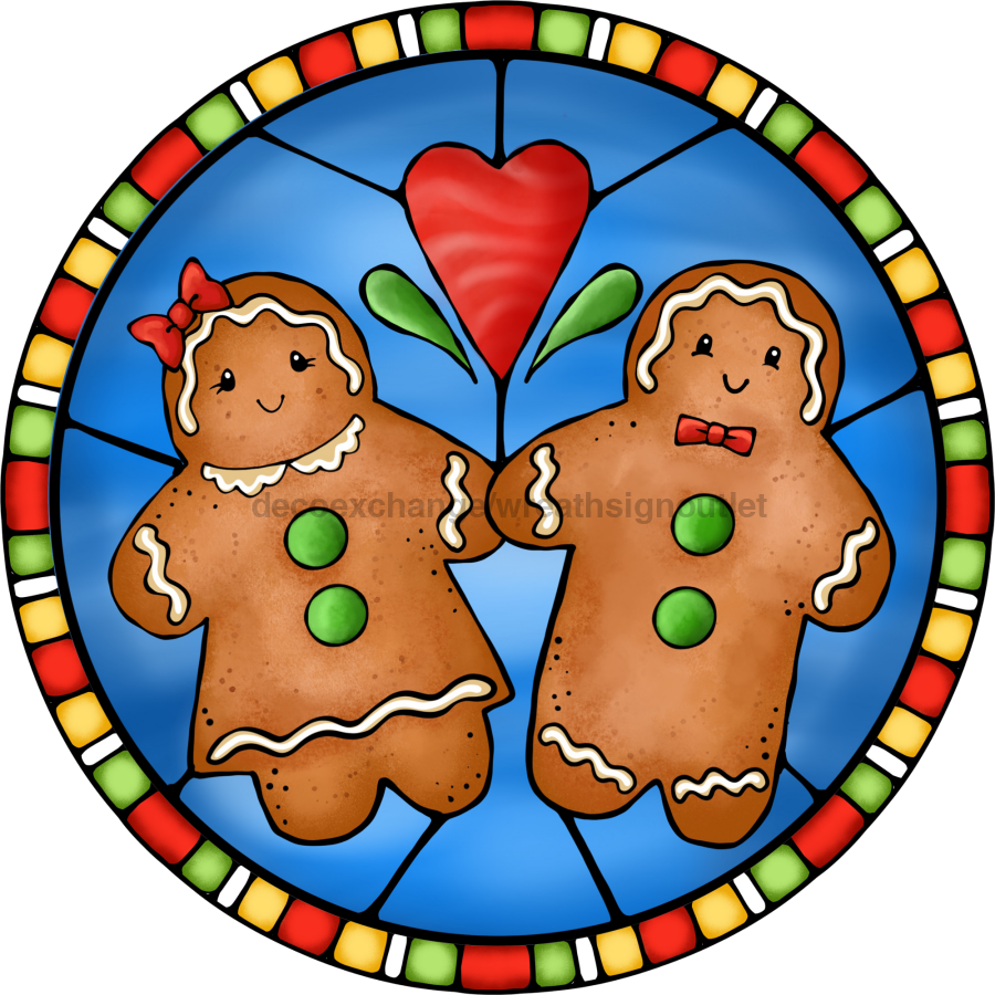 Wreath Sign, Gingerbread Sign, Christmas Sign, Stained Glass, DECOE-1110, Sign For Wreath, DecoExchange - DecoExchange¬Æ