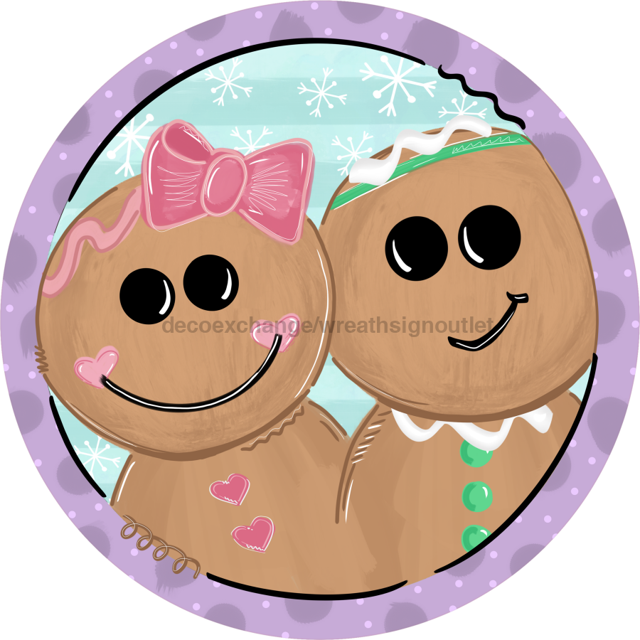 Wreath Sign, Gingerbread Sign, Round Christmas Sign, DECOE-520, Sign For Wreath, DecoExchange - DecoExchange
