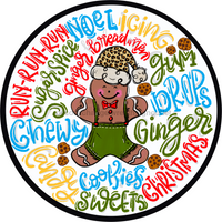 Thumbnail for Gingerbread Typography 12" Metal Wreath Sign - DECOE-197A